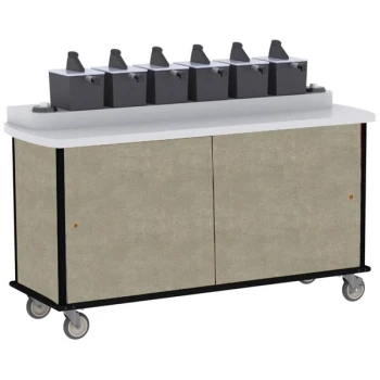 Lakeside 70530BS Beige Suede Condi-Express 6 Pump Condiment Cart with (2) Cup Dispensers