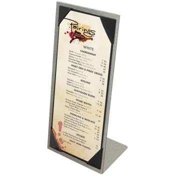 Menu Solutions MTPIX-411 Alumitique Aluminum Menu Tent with Picture Corners - Brushed Finish - 4 1/4" x 11"