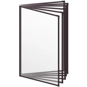 H. Risch, Inc. TE-12V Deluxe Sewn 8 1/2" x 14" Brown 12 View Vinyl Menu Cover with Black Smooth Corners and Matte Finish