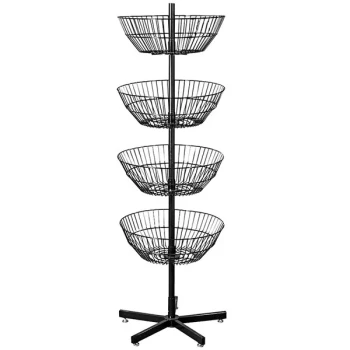 22" x 66" 4-Tier Spinner Display with Sloped Wire Baskets