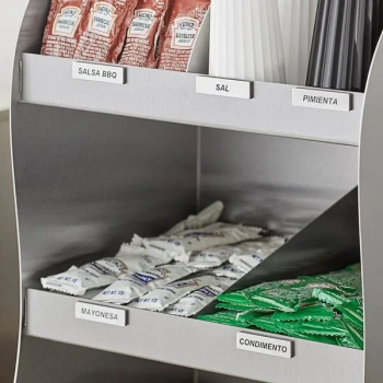 ServSense Magnetic Stainless Steel Condiment Labels for Self Service Station Organizers - Spanish - 17/Pack