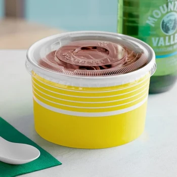 Choice 16 oz. Yellow Paper Frozen Yogurt / Food Cup With Flat Lid - 50/Case