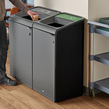Rubbermaid® 1961627 Configure 23 Gallon Stenni Gray 1 Stream Organic Waste Square Indoor Recycling Bin