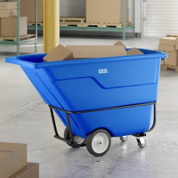 Lavex 1 Cubic Yard Blue Heavy-Duty Tilt Truck / Trash Cart (2100 lb. Capacity)