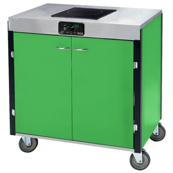 Lakeside 2060G Creation Express™ Mobile Cooking Cart with 1 Induction Burner, No Exhaust Filtration, and Green Laminate Finish - 22" x 34" x 35 1/2"