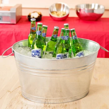 American Metalcraft GPTUB20 Oval Galvanized Metal Tub - 20" x 15" x 11"