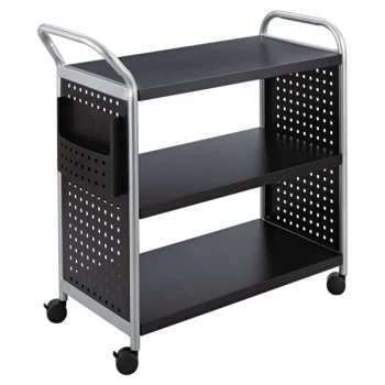 Safco 5339BL Black / Silver 3 Shelf Utility Cart