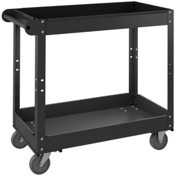 Hirsh 30" x 16" Black Two-Shelf Steel Utility Cart 22639