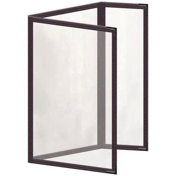 H. Risch, Inc. TEDQ Deluxe Sewn 5 1/2" x 8 1/2" Brown 6 View Menu Cover with Black Smooth Corners and Glossy Finish