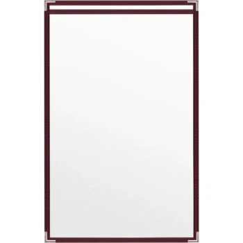 H. Risch, Inc. TES Deluxe Sewn 11" x 17" Maroon 2 View Vinyl Menu Cover with Silver Smooth Corners and Matte Finish