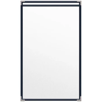 H. Risch, Inc. TES Deluxe Sewn 8 1/2" x 14" Blue 2 View Vinyl Menu Cover with Silver Smooth Corners and Matte Finish
