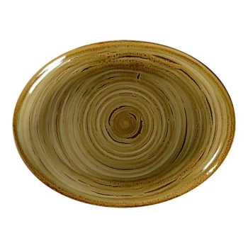 RAK Porcelain Rakstone Spot 14 1/8" x 10 11/16" Garnet Porcelain Oval Platter - 6/Case