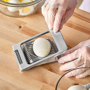 Choice Rectangular Aluminum Hinged Two-Way Egg Slicer with Stainless Steel Wires