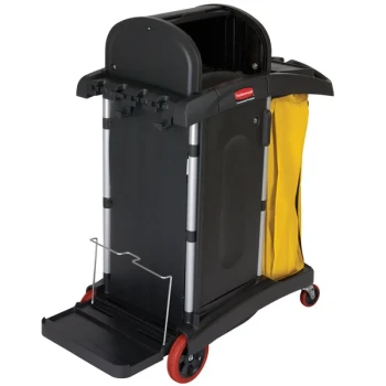 Rubbermaid® FG9T7500BLA High Security Janitor Cart with Locking Hood and Cabinets