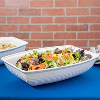 TableCraft CW3190W 10.5 Qt. White Cast Aluminum Oblong Salad Bowl
