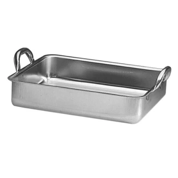 Matfer Bourgeat 713540 9 qt. Stainless Steel Roasting Pan with Handles - 17" x 13 3/4" x 3 1/2"