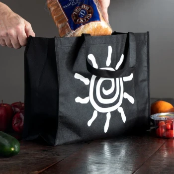 LK Packaging Large Black Non-Woven Reusable Shopping Bag - 100/Case