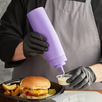 Choice 24 oz. Purple Wide Mouth Squeeze Bottle - 6/Pack