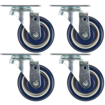 Lavex 4 inch Swivel Plate Casters for 16 inch x 60 inch U-Boat Carts - 4/Set