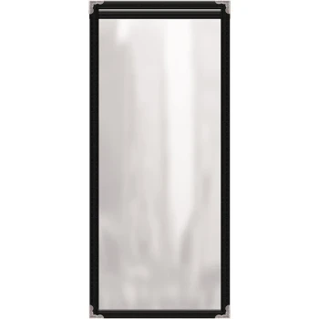 H. Risch, Inc. TES Deluxe Sewn 5 1/2" x 17" Black 2 View Vinyl Menu Cover with Silver Decorative Corners and Gloss Finish