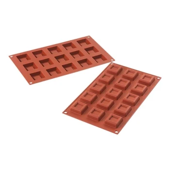 Silikomart Mini Dessert 15 Compartment Square Silicone Baking Mold - 1 1/2 inch x 1 1/2 inch x 1/2 inch Cavities SF177