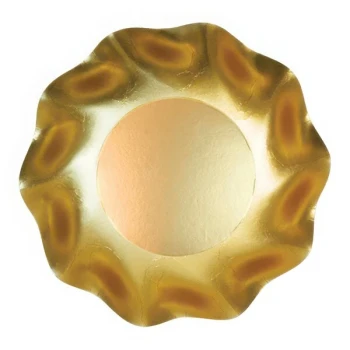 Sophistiplate 6 1/2" Satin Gold Wavy Paper Appetizer / Dessert Bowl - 96/Case