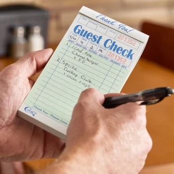 Choice 1 Part Green and White Guest Check with Beverage Lines and Top Guest Receipt - 50/Case