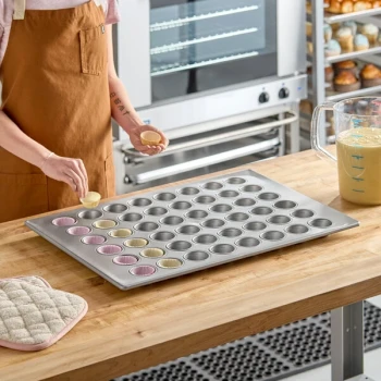 Baker's Lane 48 Cup 2.1 oz. Glazed Aluminized Steel Mini Muffin / Cupcake Pan - 26 inch x 18 inch