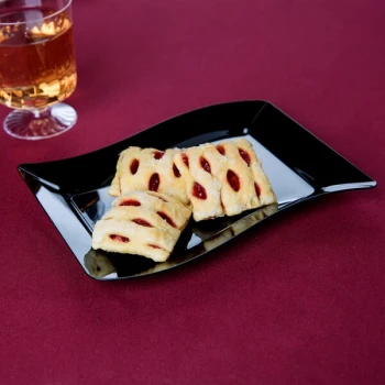 Fineline Wavetrends 1405-BK 5 1/2" x 7 1/2" Black Plastic Dessert Plate - 120/Case
