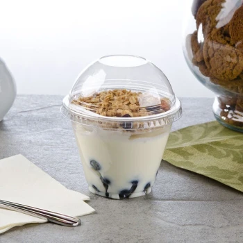 Squat 9 oz. Parfait Cup with 2 oz. Fabri-Kal Insert and Dome Lid - 100/Case