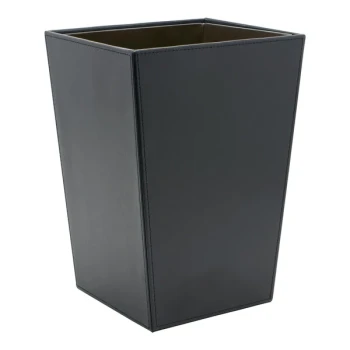room360 London 8.25 Qt. Black Faux Leather Small Flare Wastebasket - 4/Pack