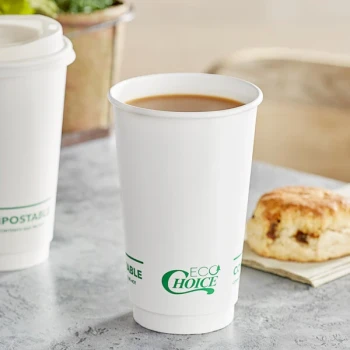 EcoChoice 16 oz. Smooth Double Wall White Compostable Paper Hot Cup - 500/Case