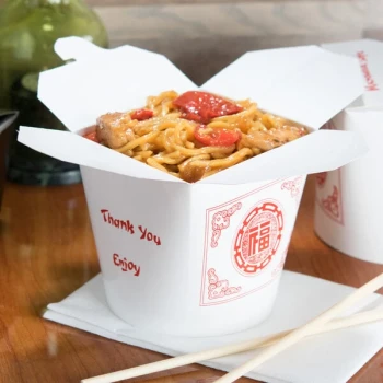 Fold-Pak SmartServ 26SSPRINTM Printed Chinese / Asian 26 oz. Microwavable Paper Take-Out Container - 500/Case