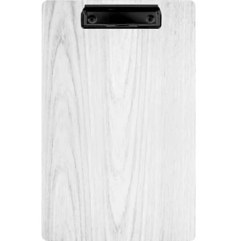 Menu Solutions WDCLIP-D White Wash 8 1/2" x 14" Customizable Wood Menu Clip Board