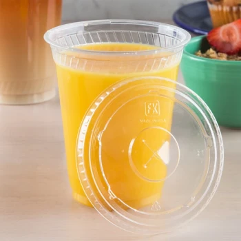 Fabri-Kal LKC12/20FX Kal-Clear / Nexclear 9 oz. Clear Plastic Flat Lid with Straw Slot - 1,000/Case