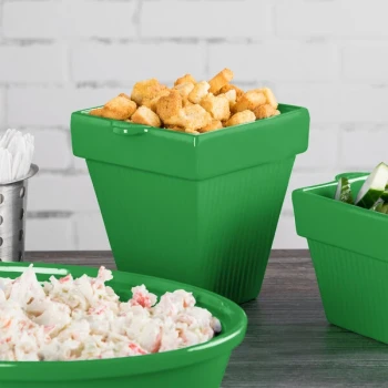 TableCraft CW1470GN 2 Qt. Green Cast Aluminum Square Condiment Bowl
