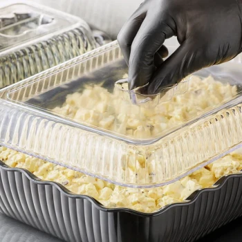 Choice 10 lb. Black Deli Crock with Clear Cover