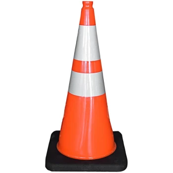 Cortina DW Series 28" Orange Traffic Cone with 10 lb. Base and Double Reflective Collars 03-500-24