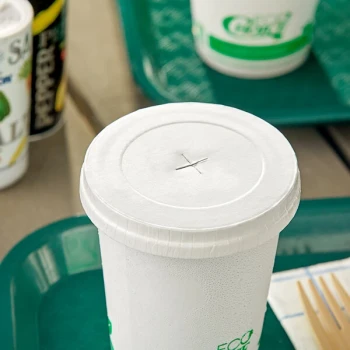 EcoChoice 9, 12, 16, 20, 22 oz. White Paper Compostable Cold Cup Lid with Straw Slot - 50/Pack
