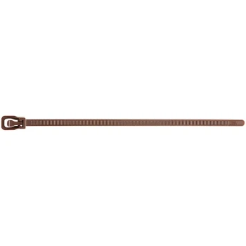 Retyz EveryTie Brown 6" 50 lb. Tensile Strength (222N), 4.8 mm Strap Width Releasable / Reusable Cable Ties EVT-S06BR-HA - 20/Pack