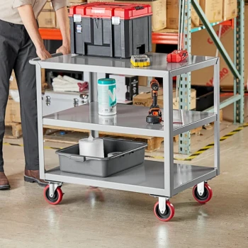 Lavex 36" x 24" x 35" Three Shelf Steel Utility Cart - Fully Welded