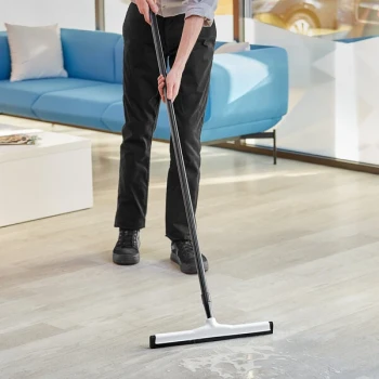 Lavex 18" White Double Neoprene Foam Floor Squeegee with Plastic Frame and 60" Metal Handle