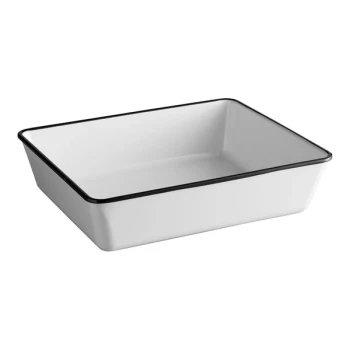 American Metalcraft MRCW12 Endurance 131 oz. Rectangular Black Rimmed Melamine Serving Bowl