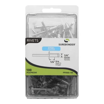 Surebonder 1/4" x 1/4" Heavy-Duty Steel Rivet 100-Count FPC84S-100 - 5/Case