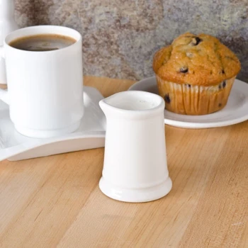 Tuxton BWR-0351 3.5 oz. White China Creamer - 12/Case