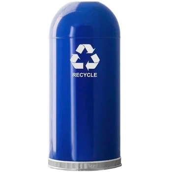 Witt Industries 415DTBL-R 15 Gallon Blue Steel Round Indoor Decorative Recycling Bin with Open Dome Lid