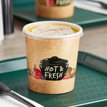 Choice 16 oz. Medley Double Poly-Coated Paper Soup / Hot Food Cup with Vented Plastic Lid - 250/Case
