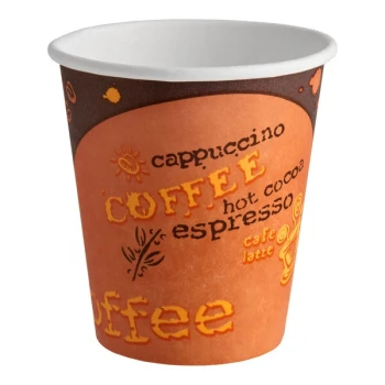 Choice 10 oz. Coffee Print Poly Paper Hot Cup - 50/Pack