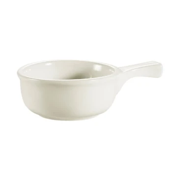 CAC OC-15-W 15 oz. Ivory (American White) China Onion Soup Crock / Bowl with Handle - 24/Case