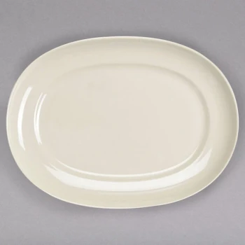 Homer Laughlin from Steelite International HL12232100 RE-21 10" x 7 9/16" Ivory (American White) Oval China Platter - 24/Case